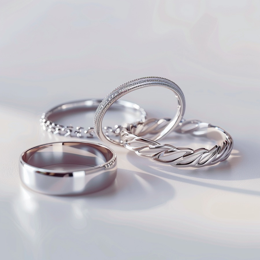 Feiner Silberschmuck auf hellem Untergrund